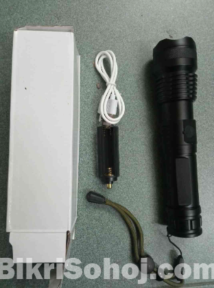 Rechargeable Zoom LED Flashlight USB Torch Light